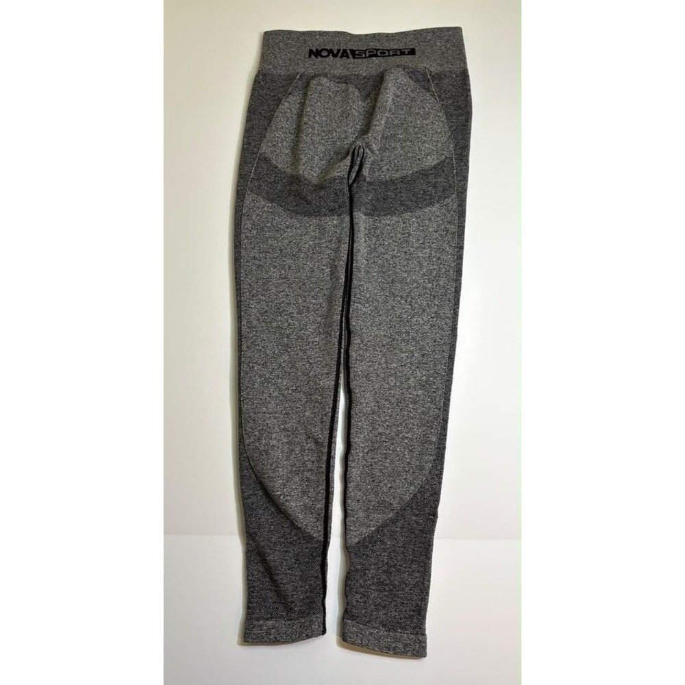 Nova Women’s S Ankle Leggings Gray Colorblock Stretch Knit Logo